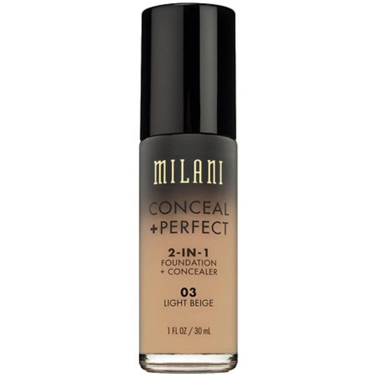 Milani Milani, Conceal + Perfect, Flüssige Grundierung & Concealer 2-in-1, 03, Hellbeige, 30 ml Regular