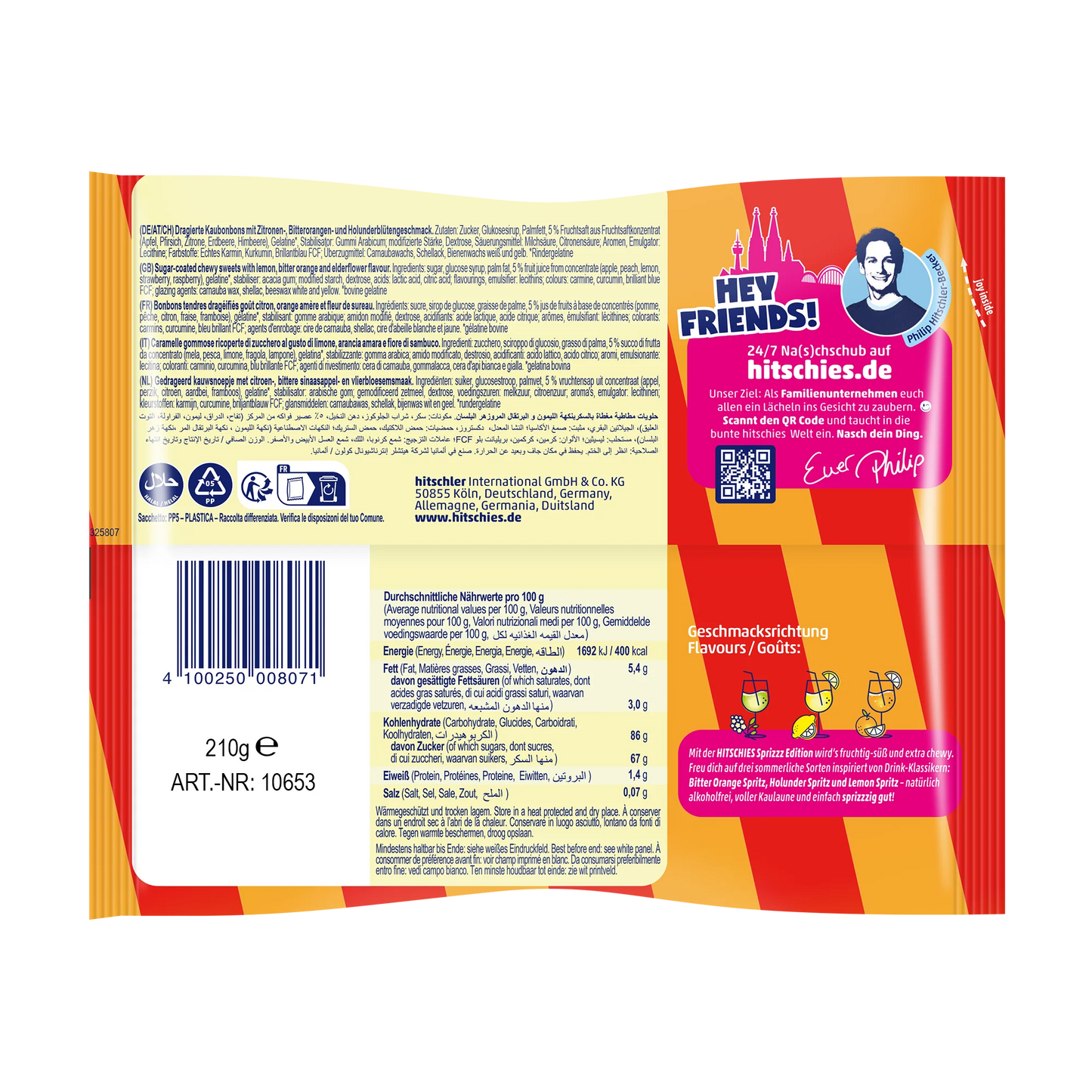 Hitschies Sprizzz Edition 210g Mix aus Zitrone, Bitter Orange und Holunderblüte