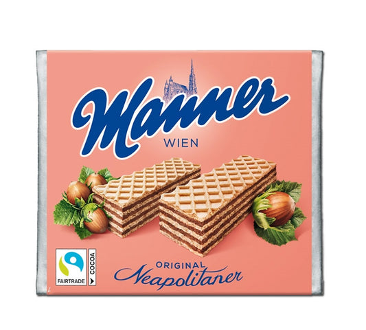 Manner Original Neapolitaner Schnitten 75g knusprigenWaffeln mit Haselnuss-Creme-Füllung - Candyshop.ch