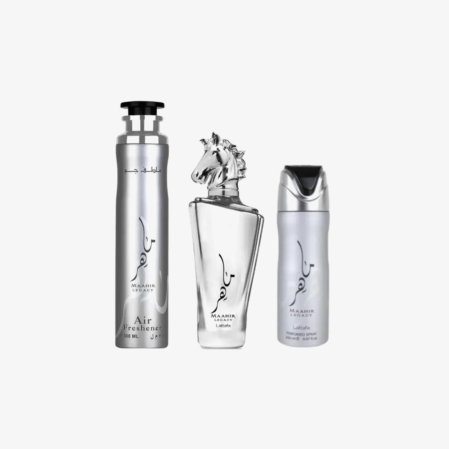 LATTAFA LATTAFA Maahir Legacy Set Eau de Parfum 100 ml Parfümspray 200 ml Lufterfrischer 300 ml
