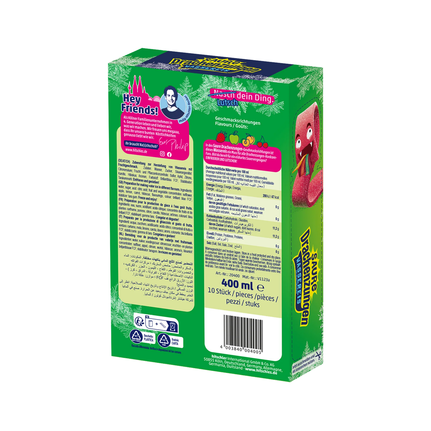 hitschies Saure Drachenzungen Wassereis 10x40ml - Candyshop.ch