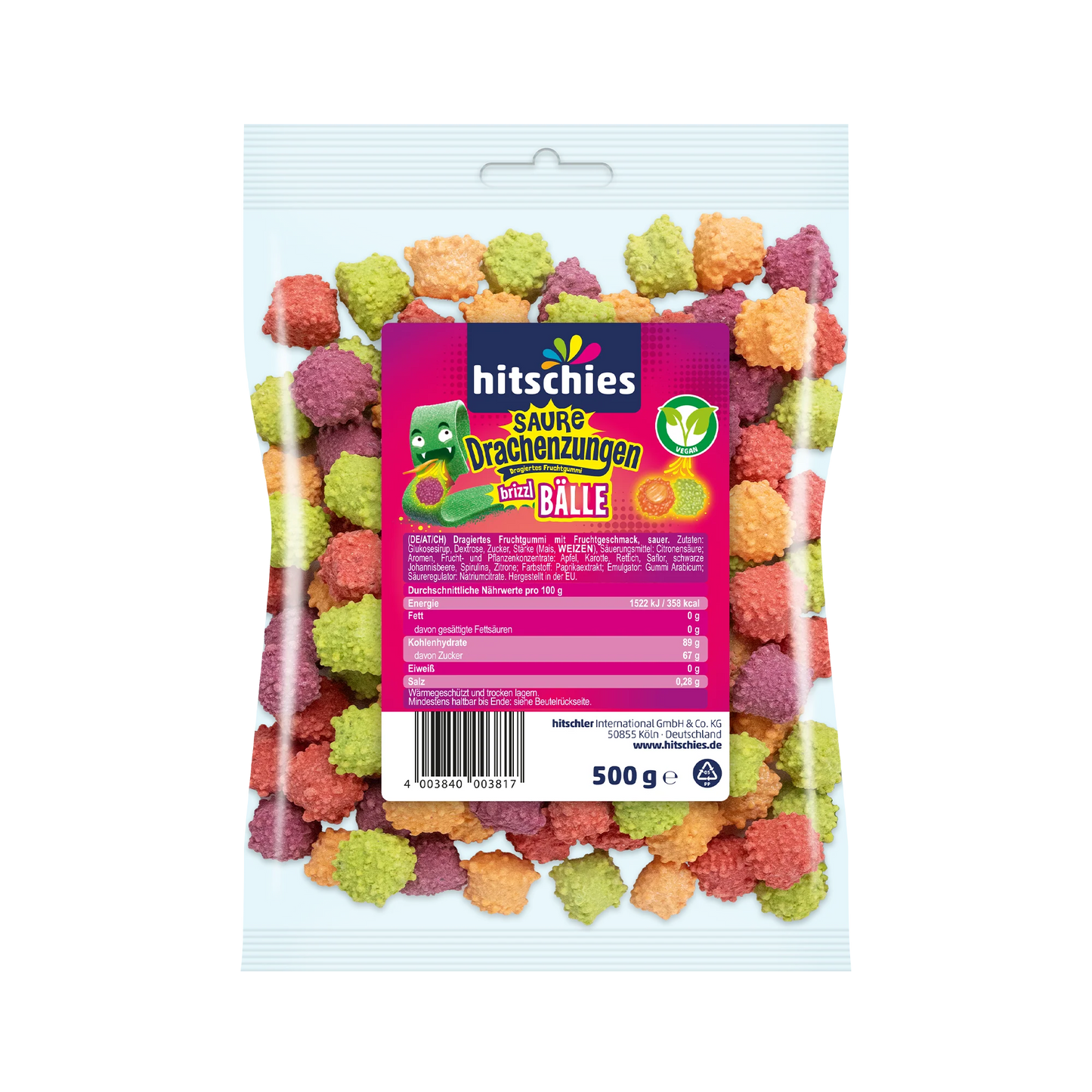 hitschies Saure Drachenzungen Brizzl Bälle 500g