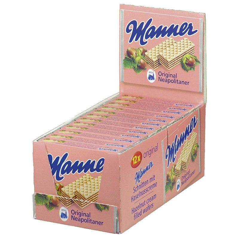 Manner Original Neapolitaner Schnitten 75g knusprigenWaffeln mit Haselnuss-Creme-Füllung - Candyshop.ch