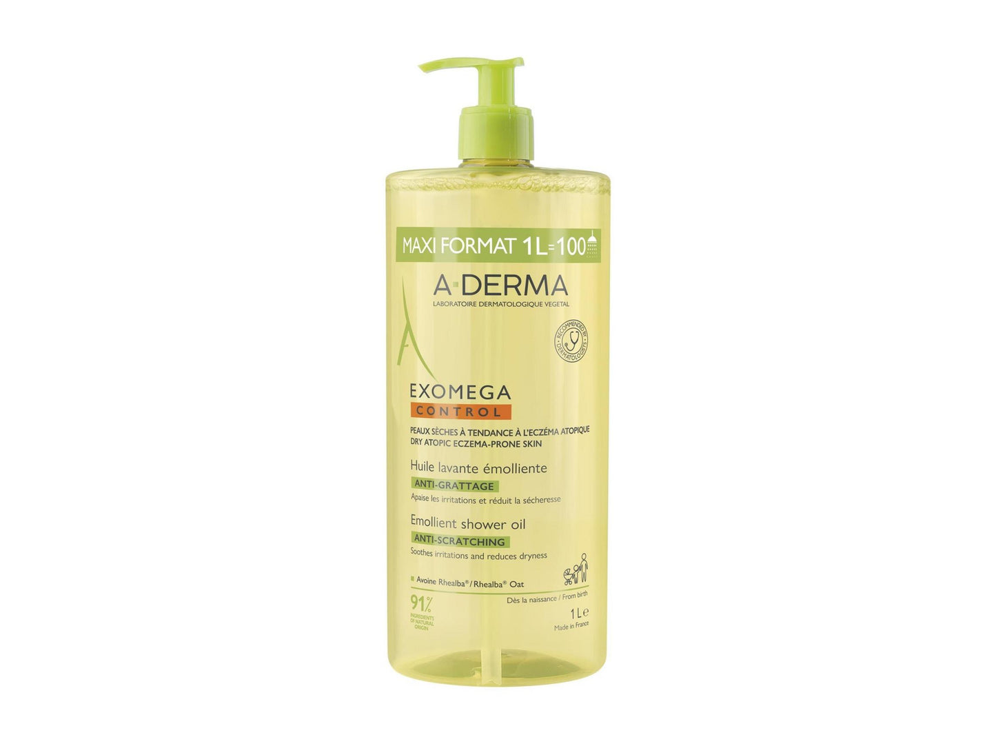 A-Derma A-Derma, Exomega Control, Duft, Emolliens, Duschöl, Körper, Für trockene Haut, 1000 ml Regular