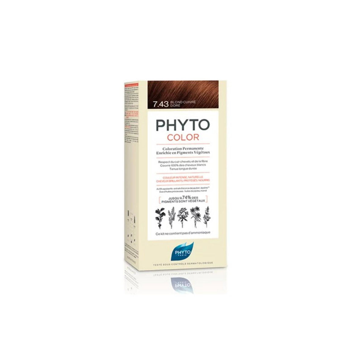 Phyto Phyto, Color Kit Coloration, Permanente Haarfarbe, 7.43 Copper, 50 ml Regular