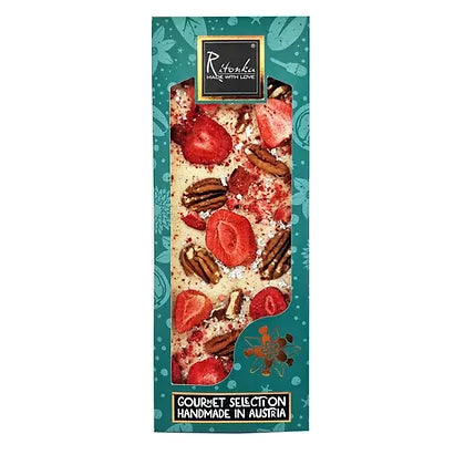 Ritonka Gourmet weiße Schokolade Erdbeere, Pekannuss, echt Silber 130g