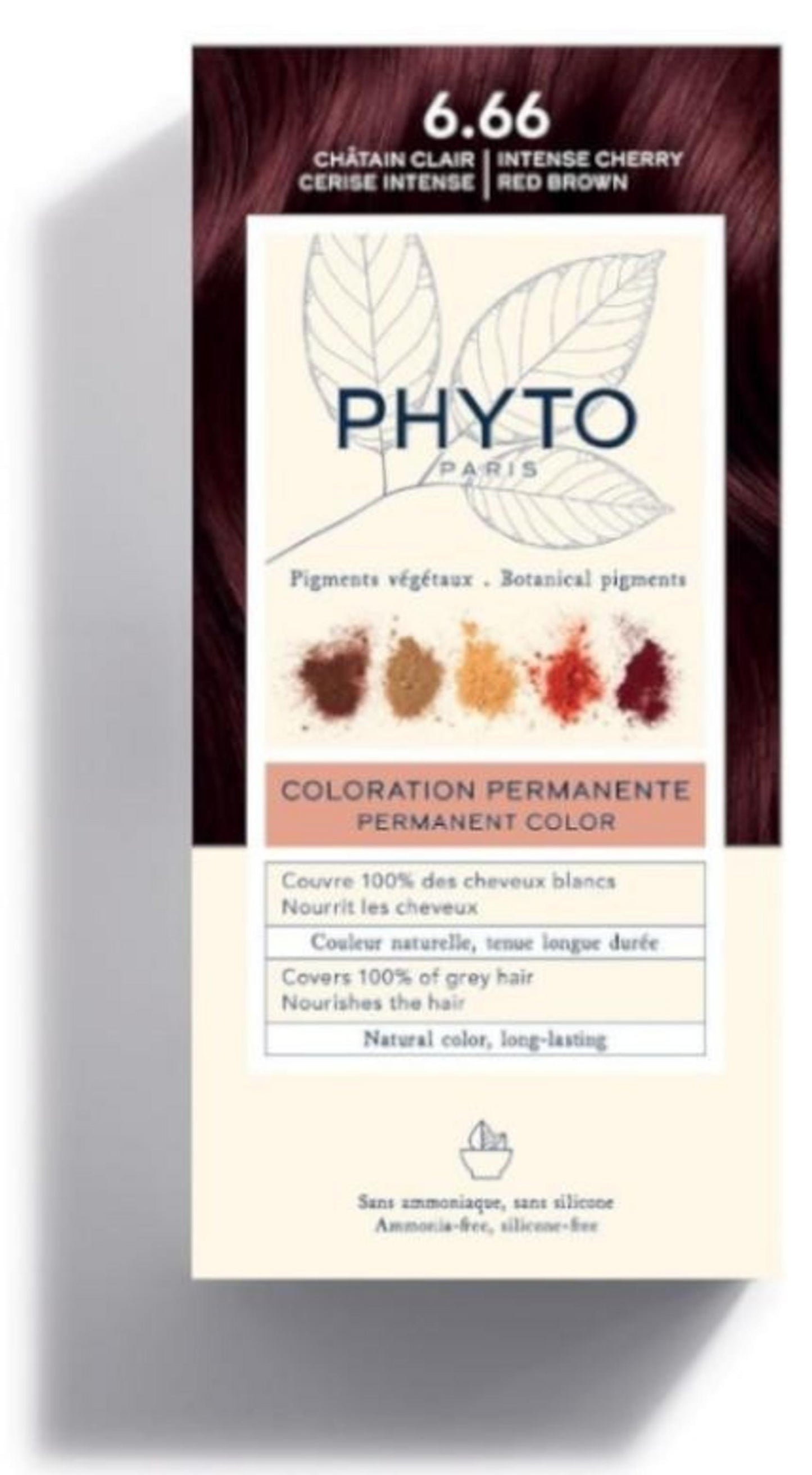 Phyto Phyto, Color, Permanente Haarfarbe, 6.66 Intense Cherry Red Brown, 50 ml Regular