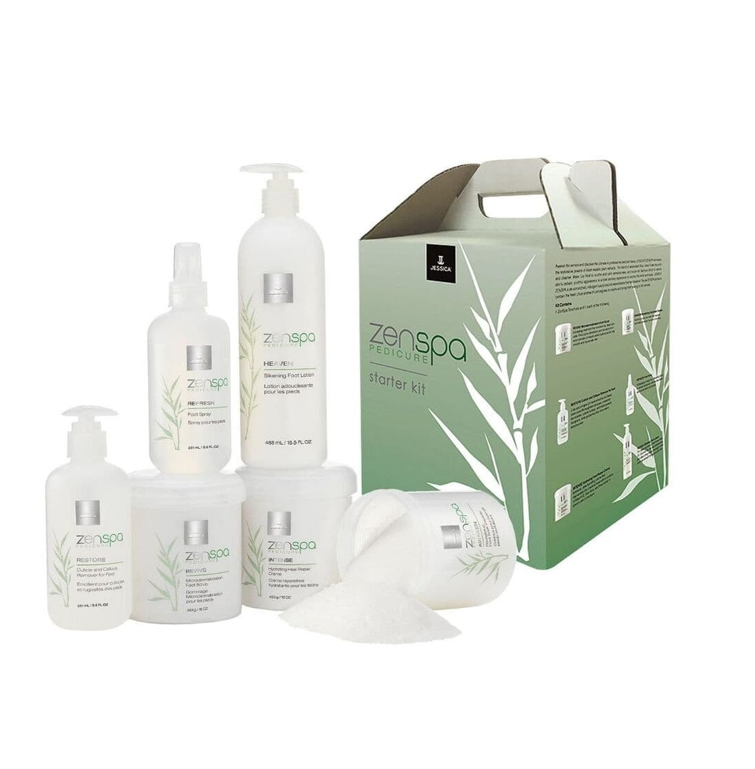 Jessica Jessica Starter Kit ZenSpa Fußpflege Set Revive Peeling, Restore Nagelhautgel, Intense Creme