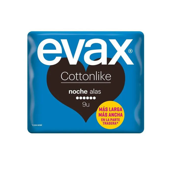EVAX EVAX Cottonlike Nacht Damenbinden mit Flügeln 9 Stück Kosmetik