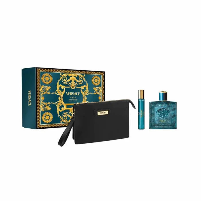 Versace Eros Pour Homme Eau De Toilette Spray 100ml Set 3 Artikel