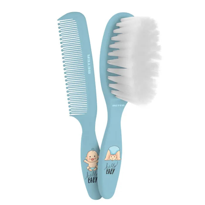 BETER Baby Haarbürsten- und Kamm-Set Blau für sanfte Pflege Kosmetik