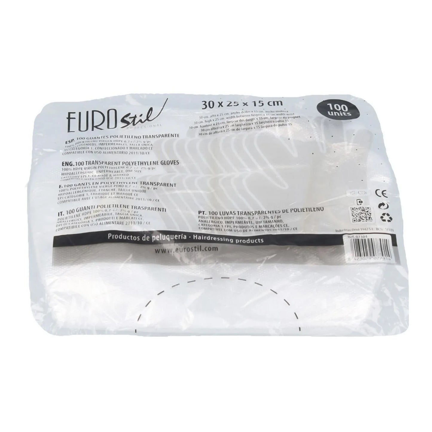 Eurostil Transparentes Guantes Desechables Bolsa 100un