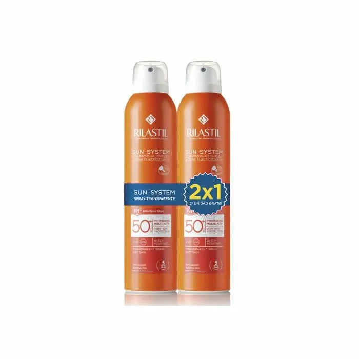 RILASTIL Sun System Transparent Spray Wet Skin Sonnenschutz SPF 50 2x200 ml Sonnenpflege