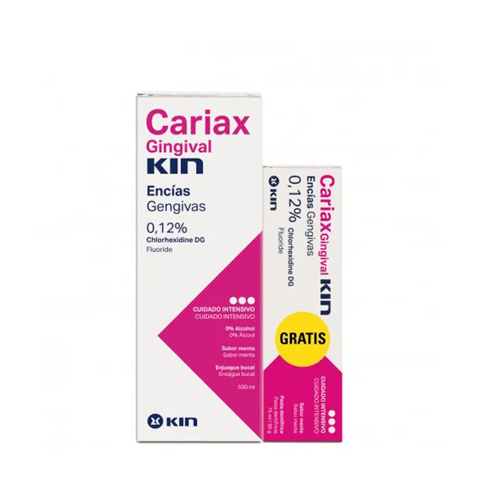 KIN KIN Cariax Gingival Mundspülung 500 ml und Zahnpasta 75 ml Set Conditioner