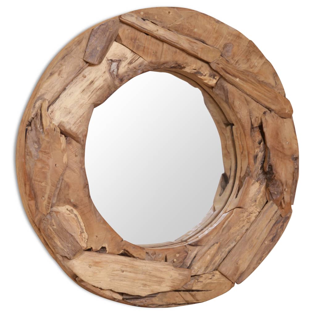 Dekorativer Spiegel Teak Rund
