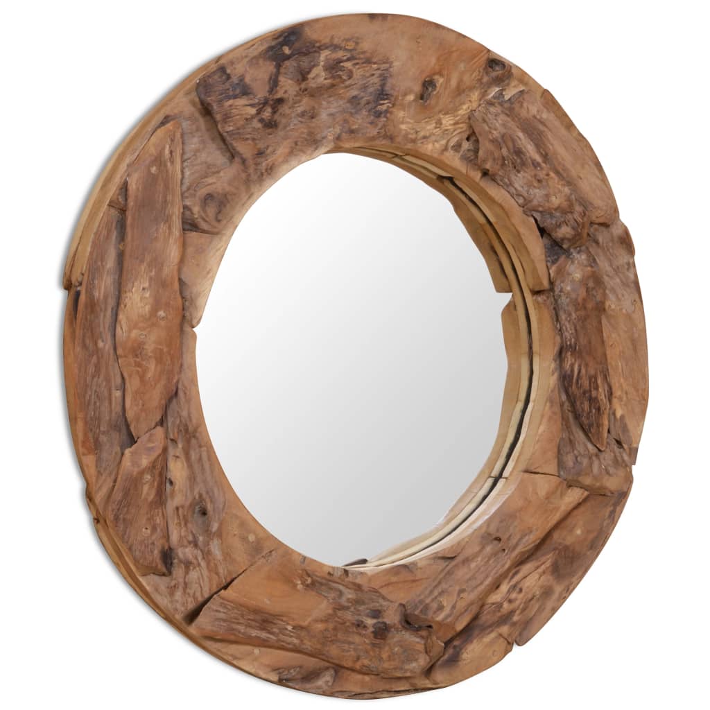 Dekorativer Spiegel Teak Rund