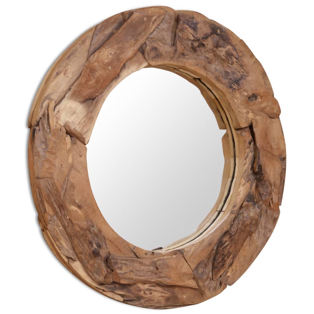 Dekorativer Spiegel Teak Rund