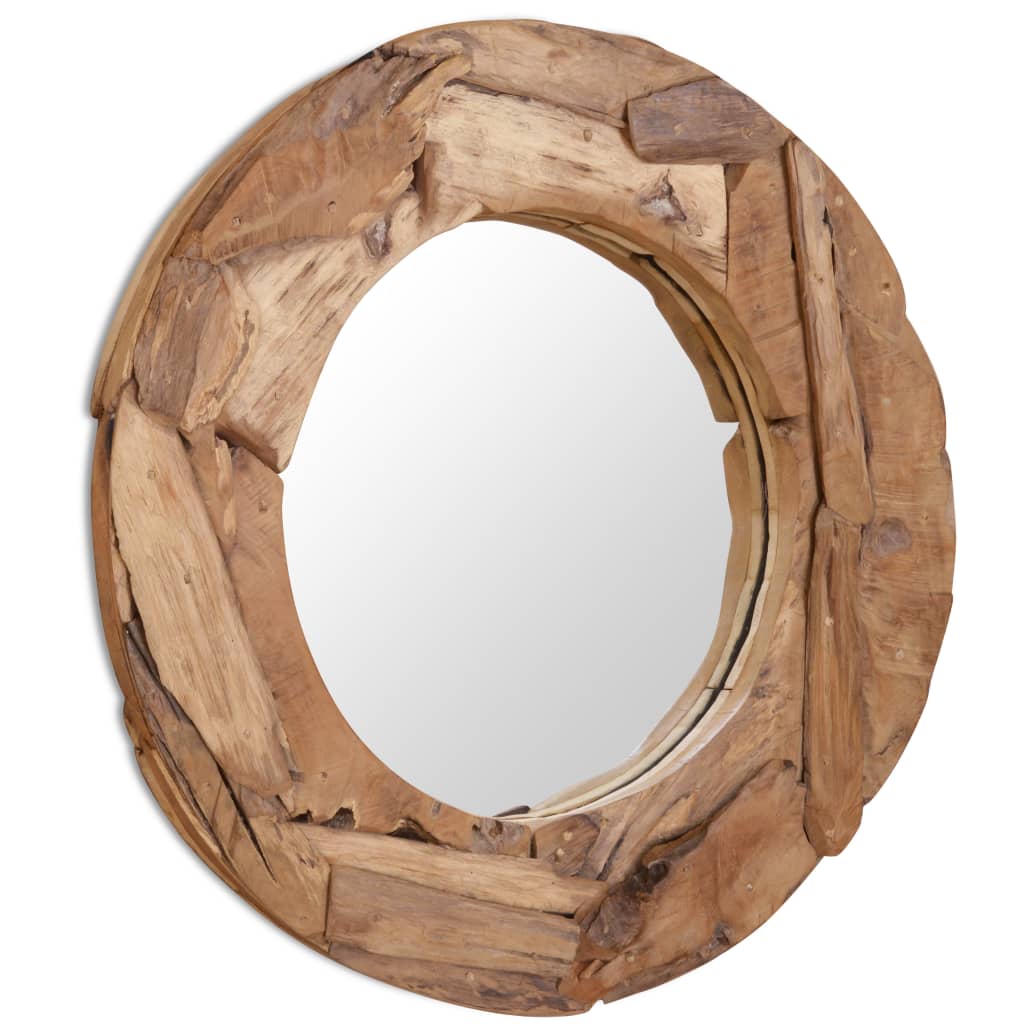Dekorativer Spiegel Teak Rund