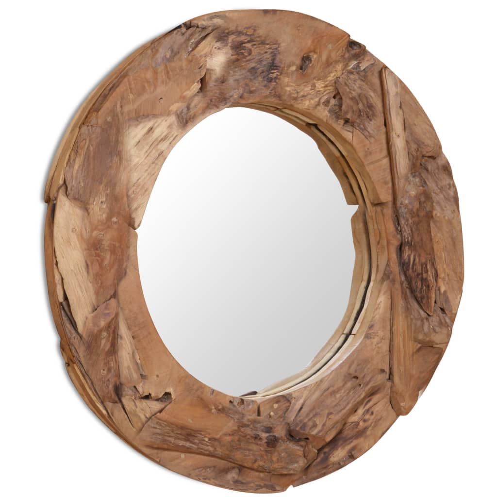 Dekorativer Spiegel Teak Rund