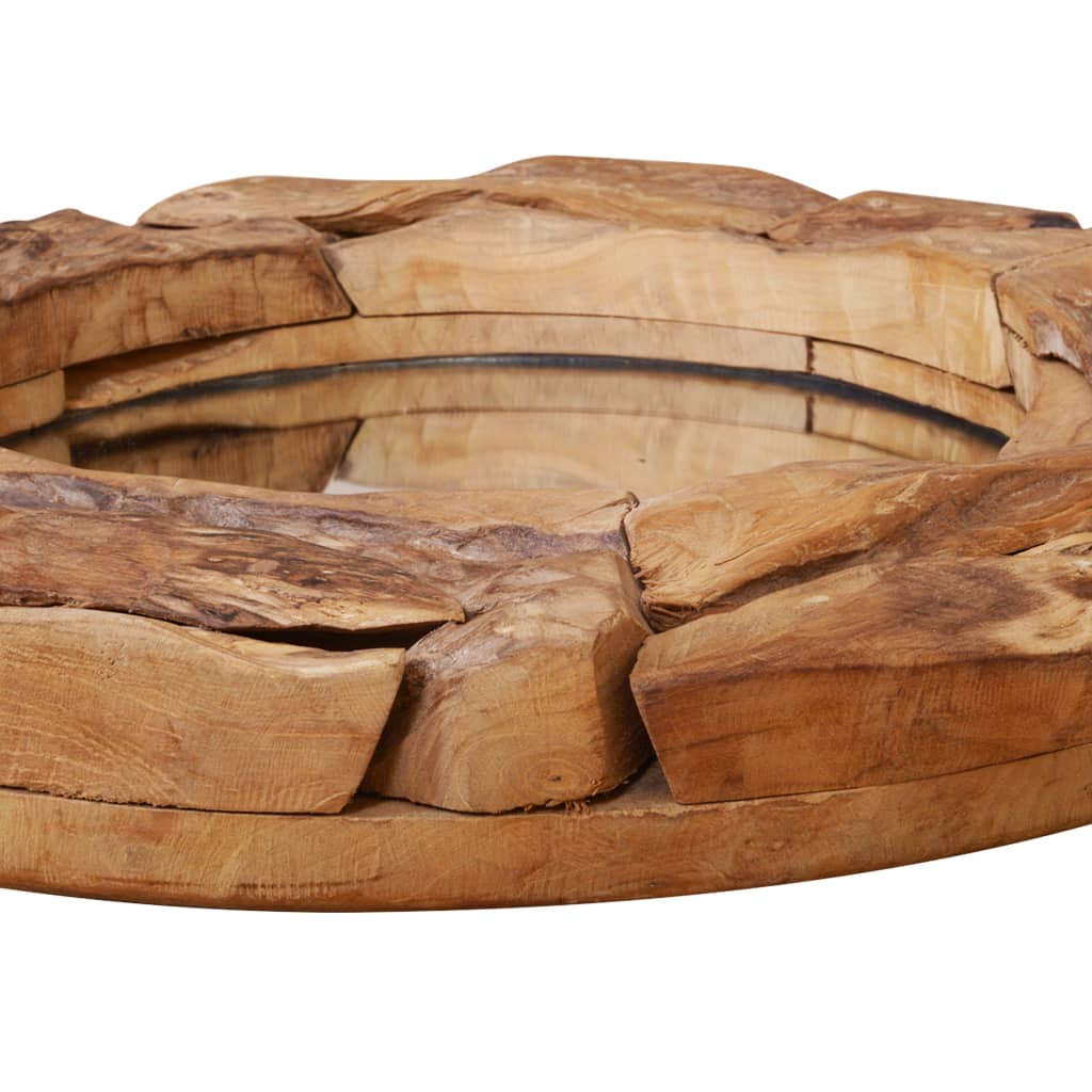 Dekorativer Spiegel Teak Rund