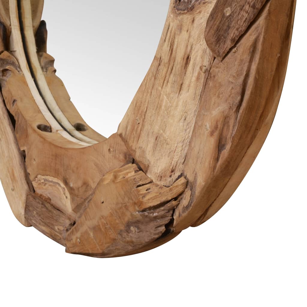 Dekorativer Spiegel Teak Rund