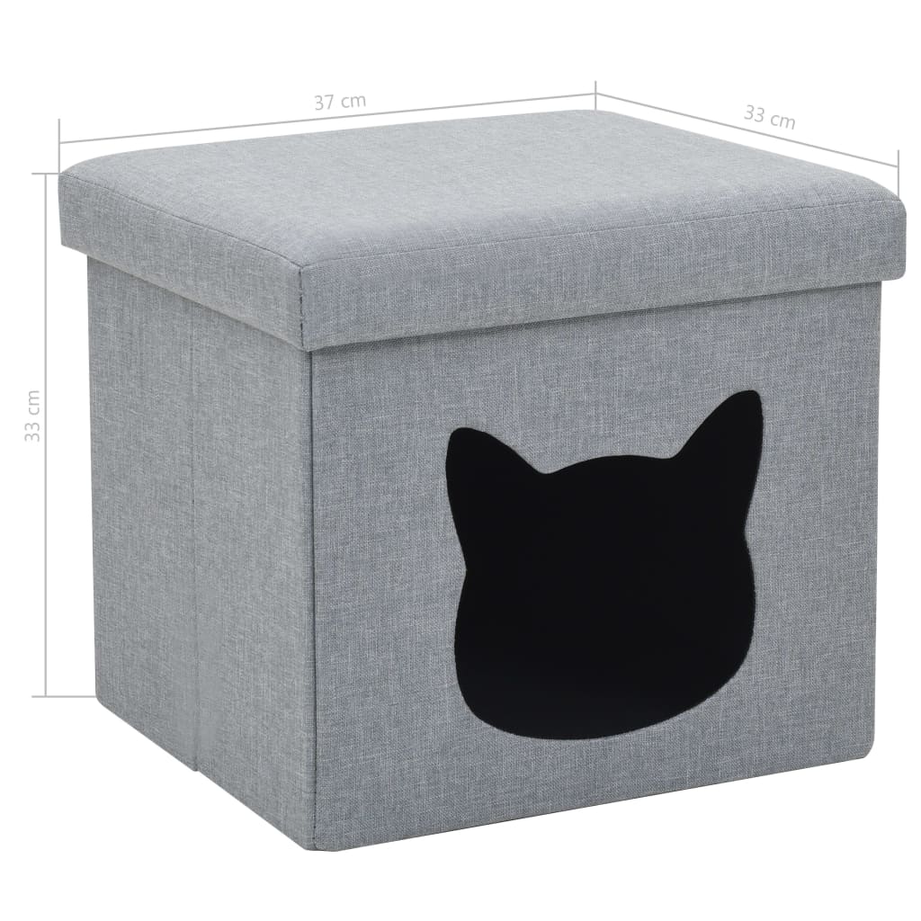 Falthocker Katzenbett Leinenoptik 37×33×33 Cm Grau