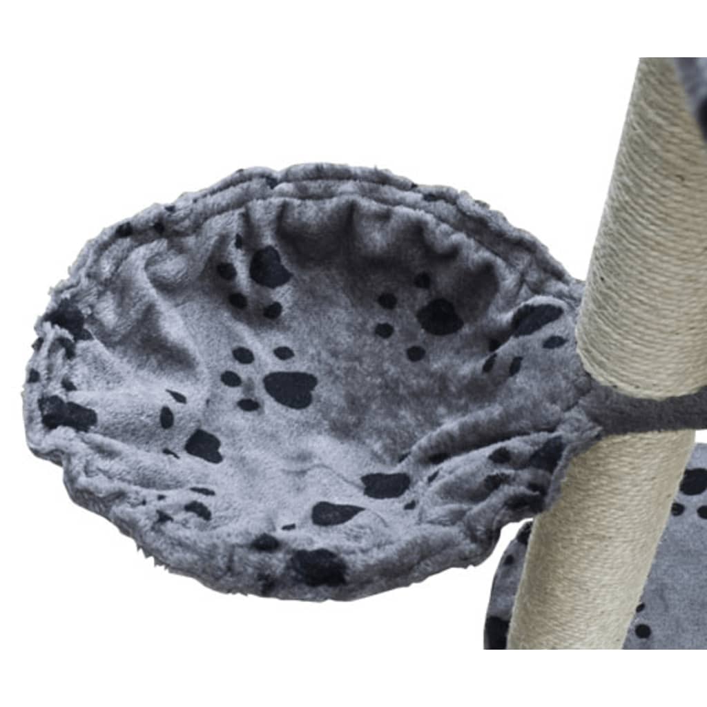 Kratzbaum Deluxe 230-260 Cm Grau Mit Pfoten-Muster