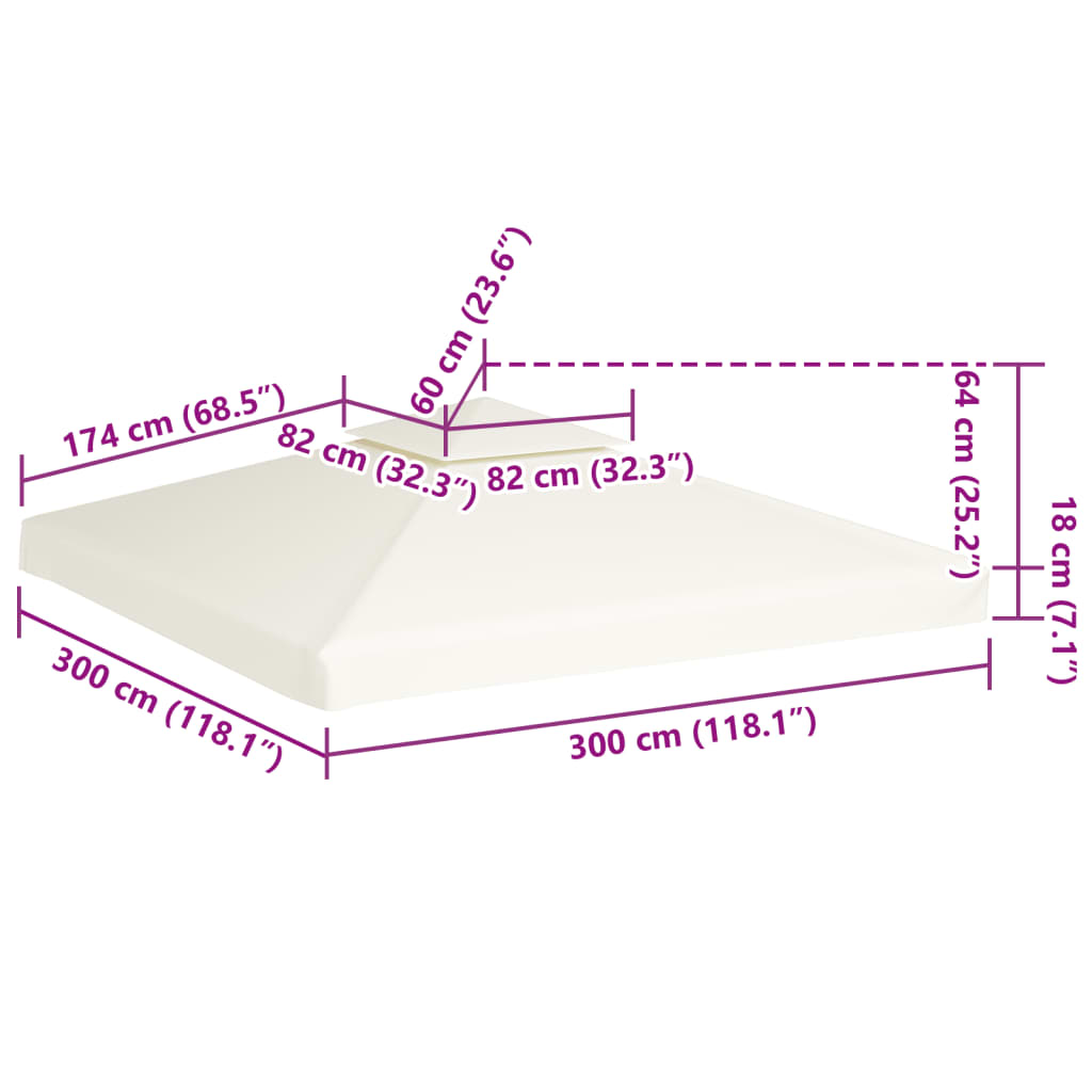 Pavillon-Ersatzdach 310 G/M² Weiß Creme