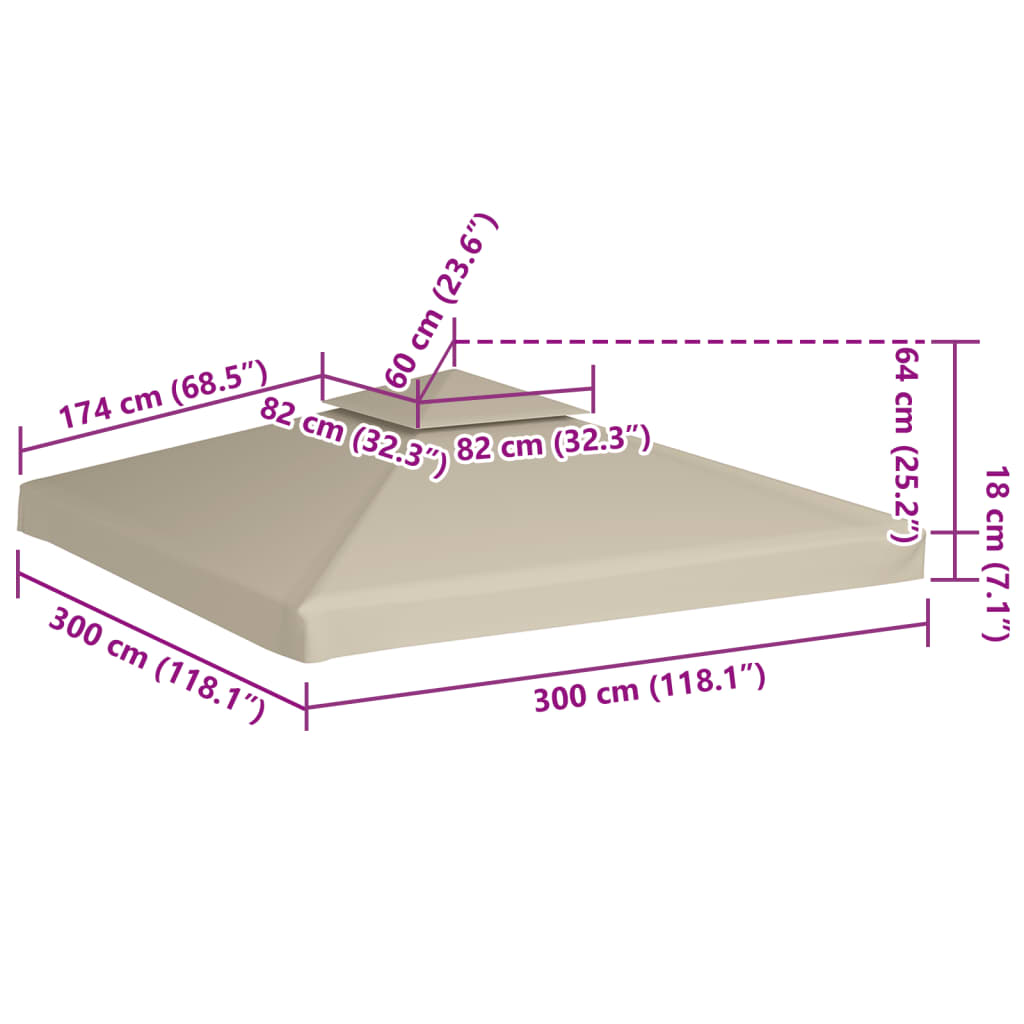 Pavillon-Ersatzdach 310 G/M² Beige