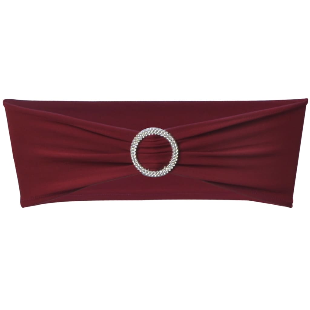 25X Stuhlschleifen Stretch Schleifenbänder + Diamant Schnalle Bordeaux