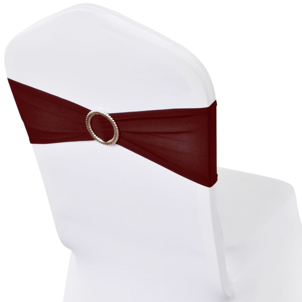 25X Stuhlschleifen Stretch Schleifenbänder + Diamant Schnalle Bordeaux