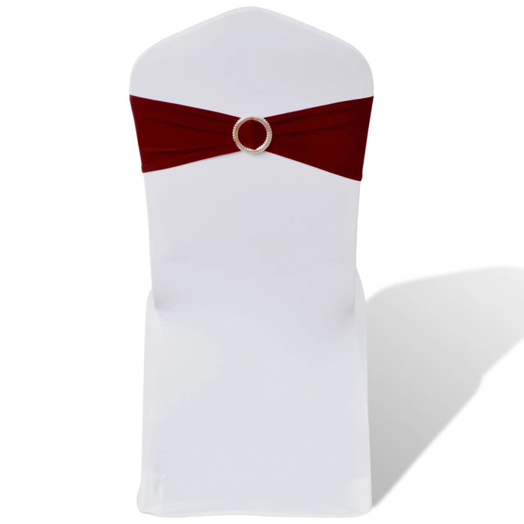 25X Stuhlschleifen Stretch Schleifenbänder + Diamant Schnalle Bordeaux