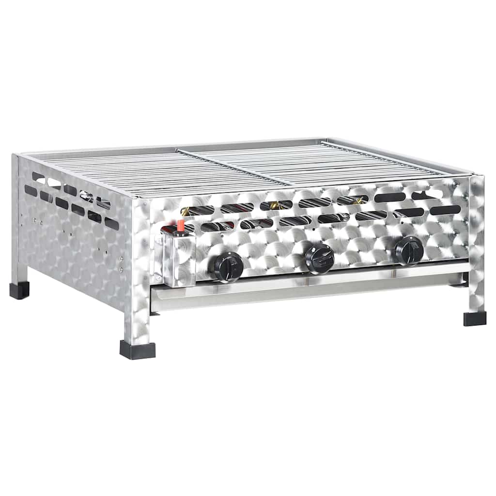 Vidxl Gastro-Gasgrill 3 Flammen Edelstahl Silbern