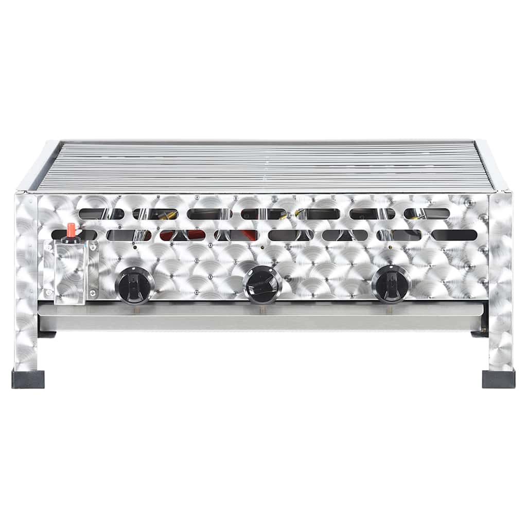 Vidxl Gastro-Gasgrill 3 Flammen Edelstahl Silbern