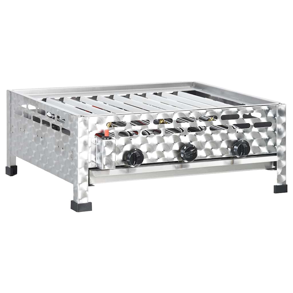 Vidxl Gastro-Gasgrill 3 Flammen Edelstahl Silbern