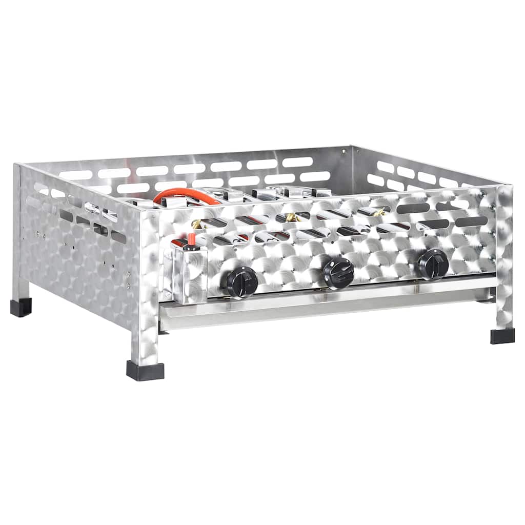 Vidxl Gastro-Gasgrill 3 Flammen Edelstahl Silbern