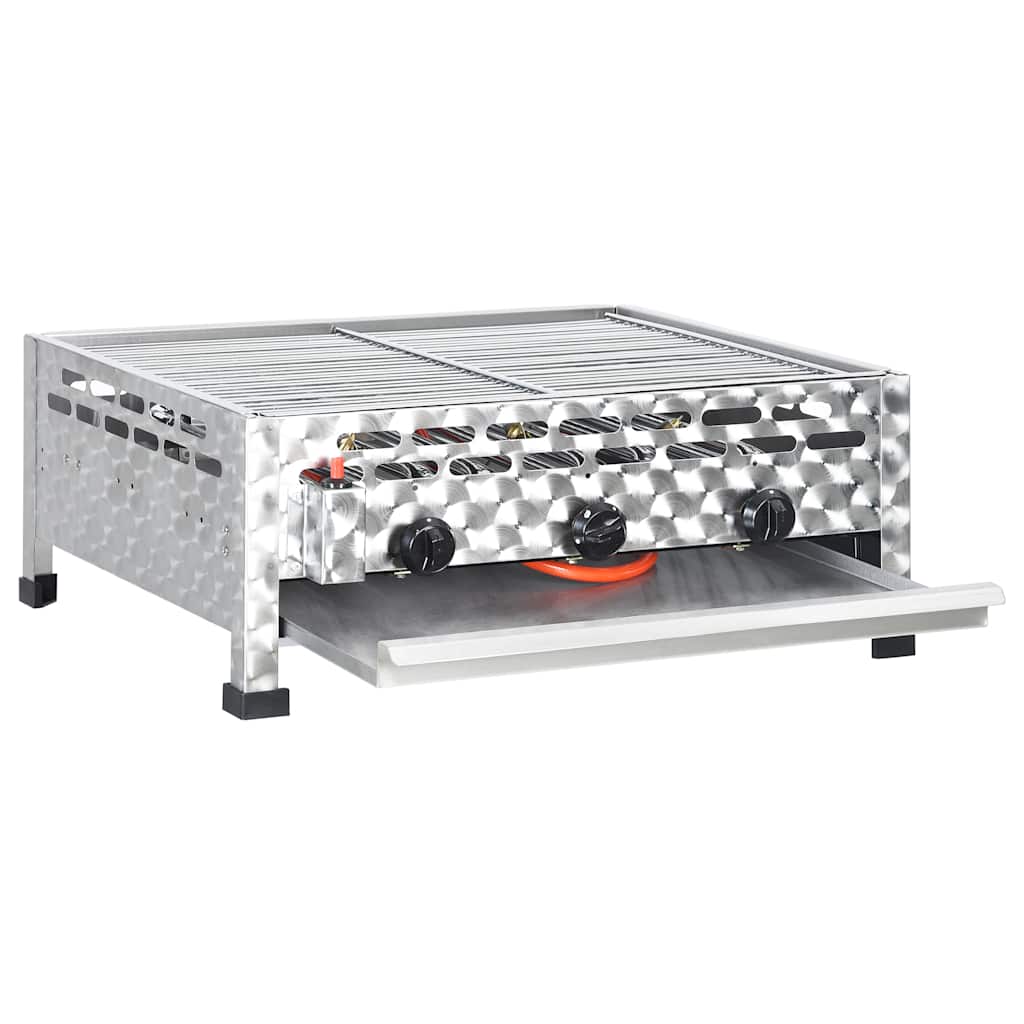 Vidxl Gastro-Gasgrill 3 Flammen Edelstahl Silbern