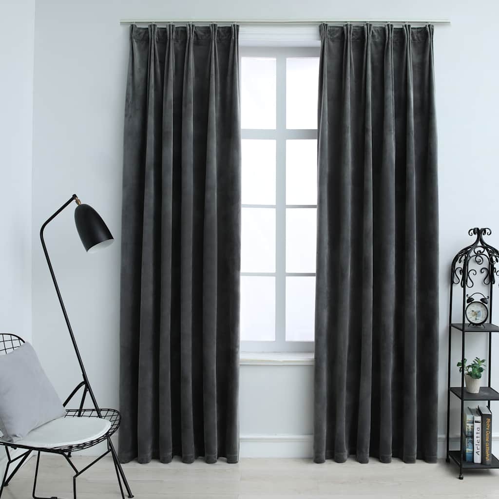 Verdunkelungsvorhänge Mit Haken 2 Stk. Samt 140X175Cm
