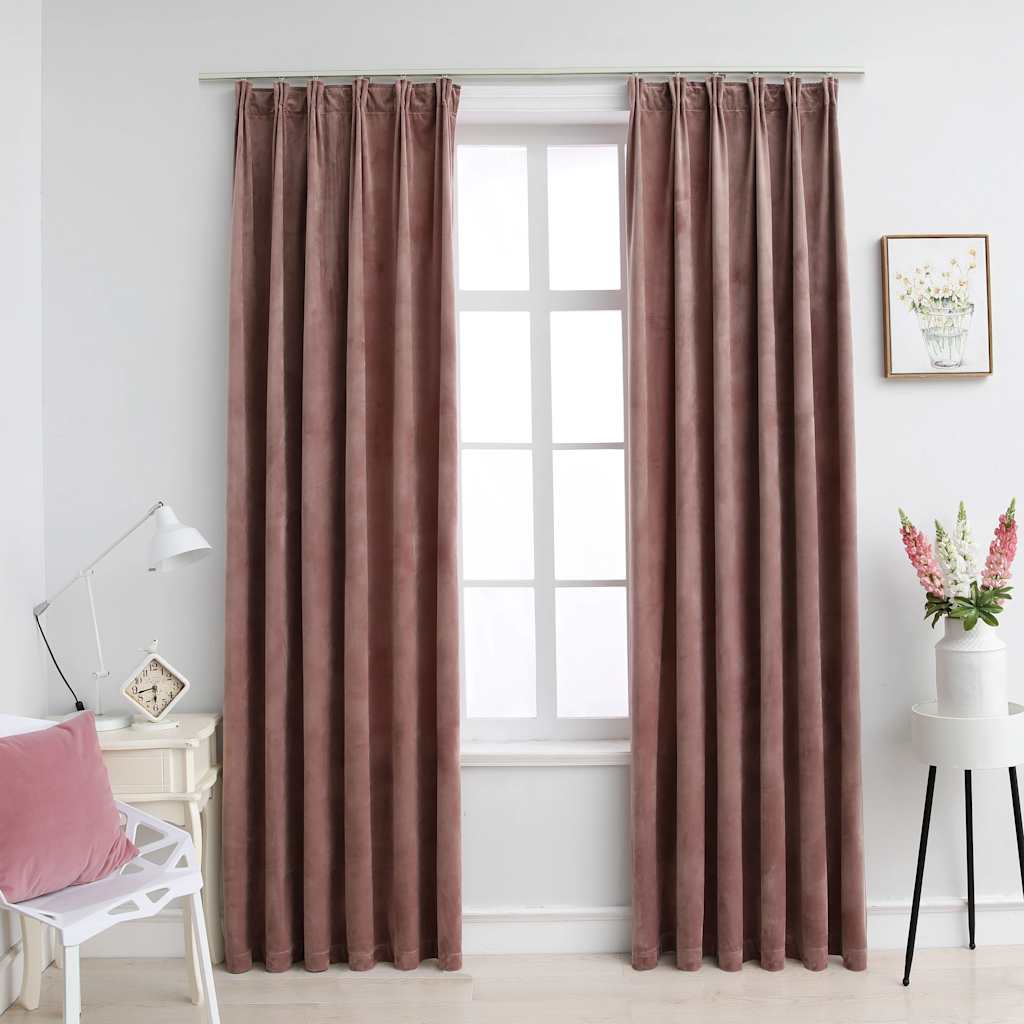 Verdunkelungsvorhänge Mit Haken 2 Stk. Samt 140X175Cm