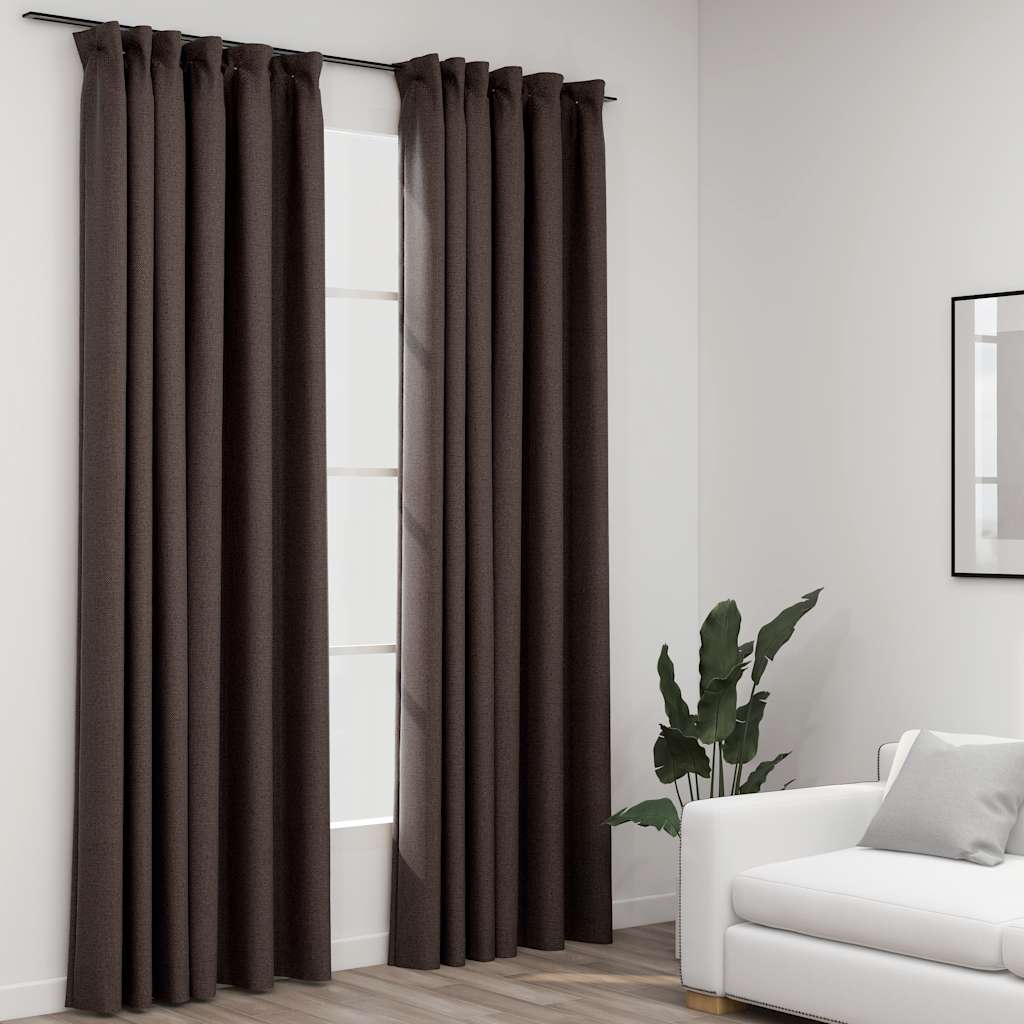 Verdunkelungsvorhänge Haken Leinenoptik 2Stk. 140X175Cm