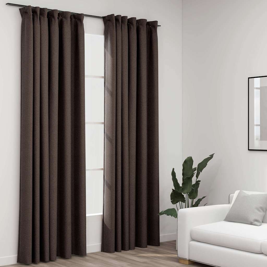 Verdunkelungsvorhänge Haken Leinenoptik 2Stk. 140X175Cm