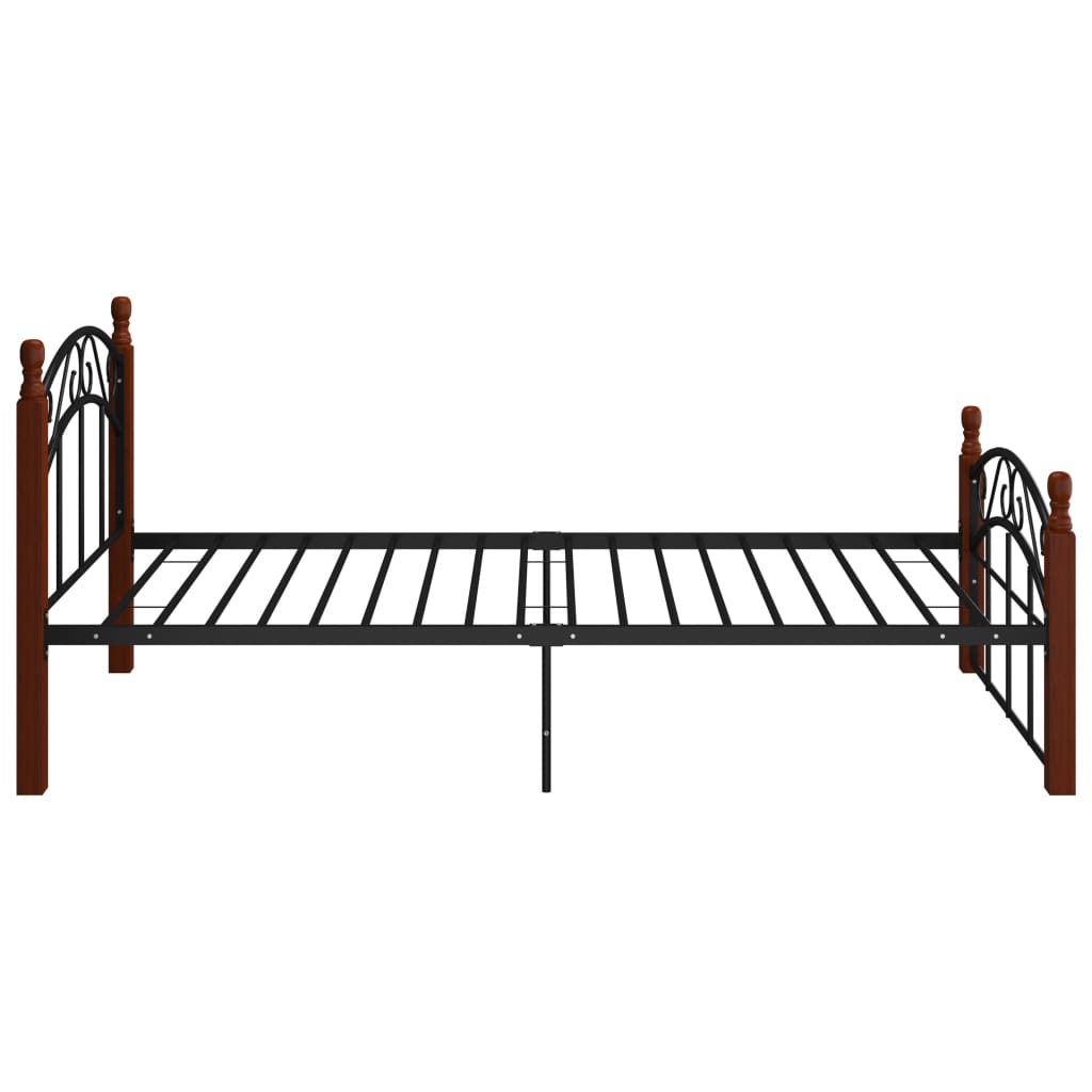 Bettgestell Schwarz Metall Und Massivholz Eiche