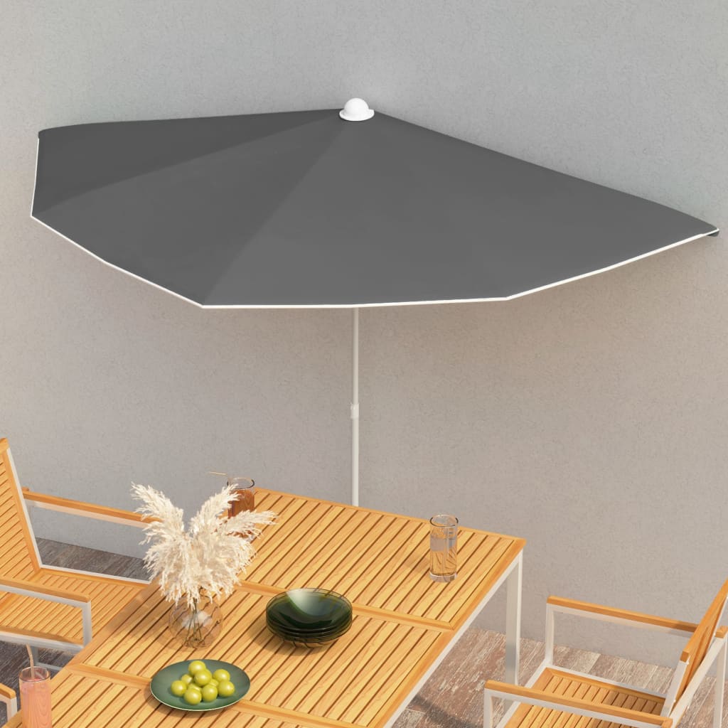 Halb-Sonnenschirm Mit Mast 180X90 Cm Rot