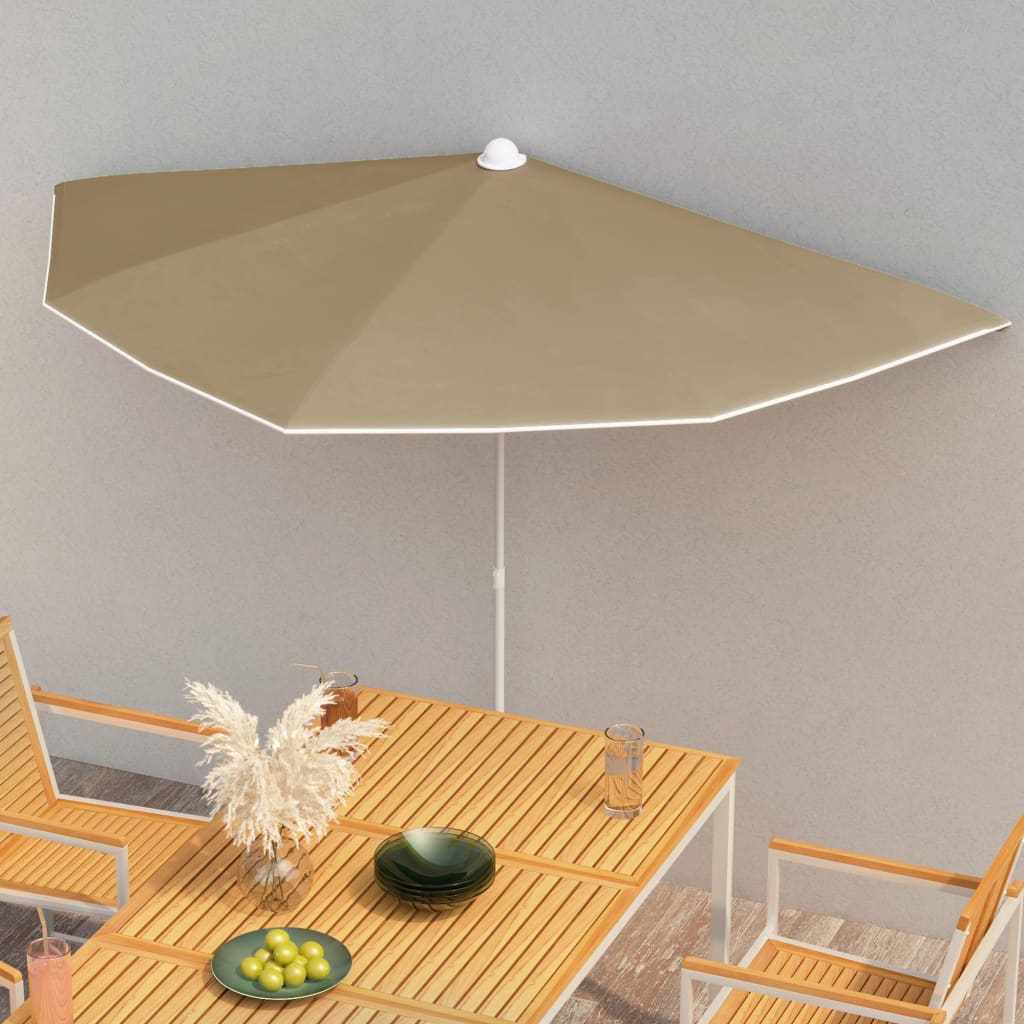 Halb-Sonnenschirm Mit Mast 180X90 Cm Rot