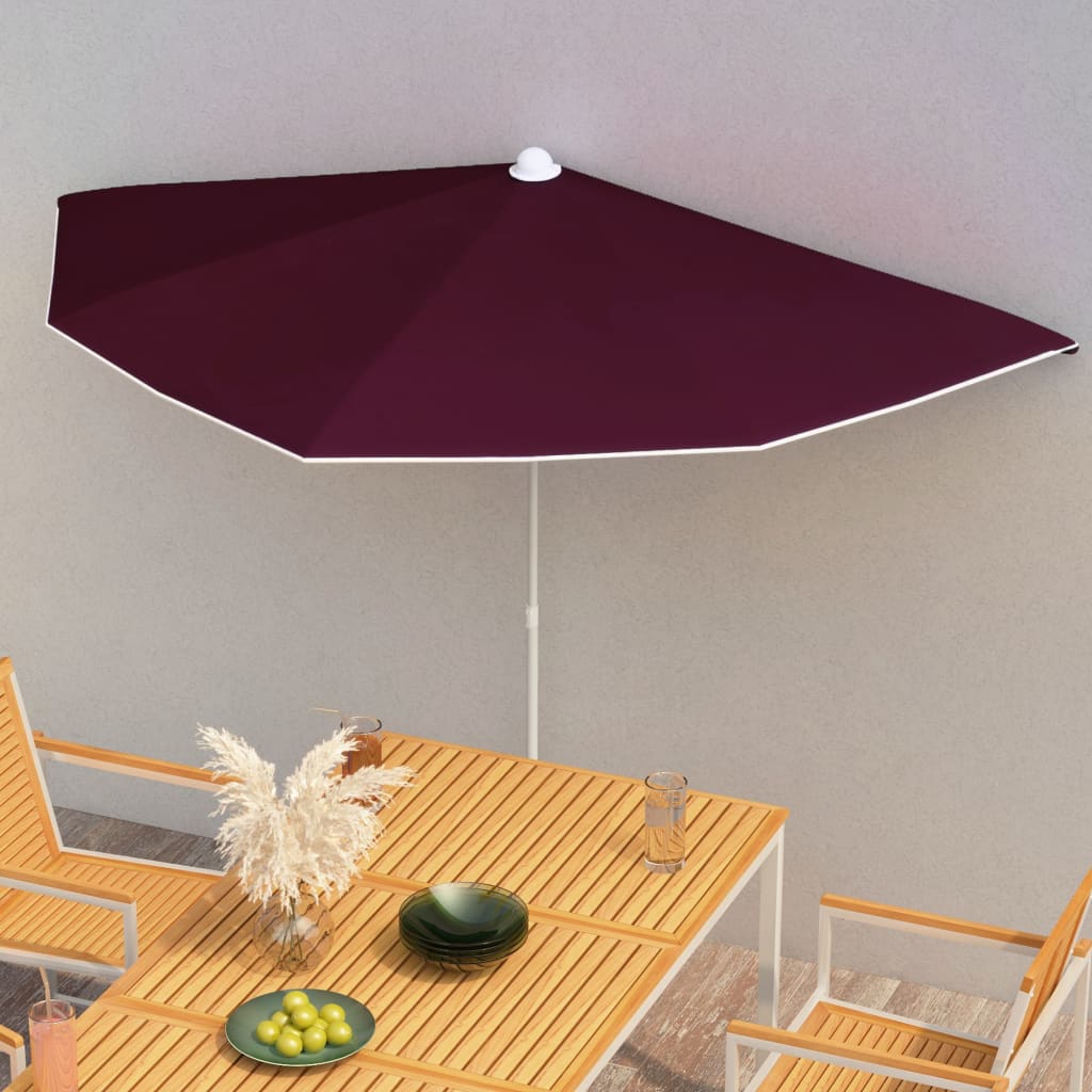 Halb-Sonnenschirm Mit Mast 180X90 Cm Rot