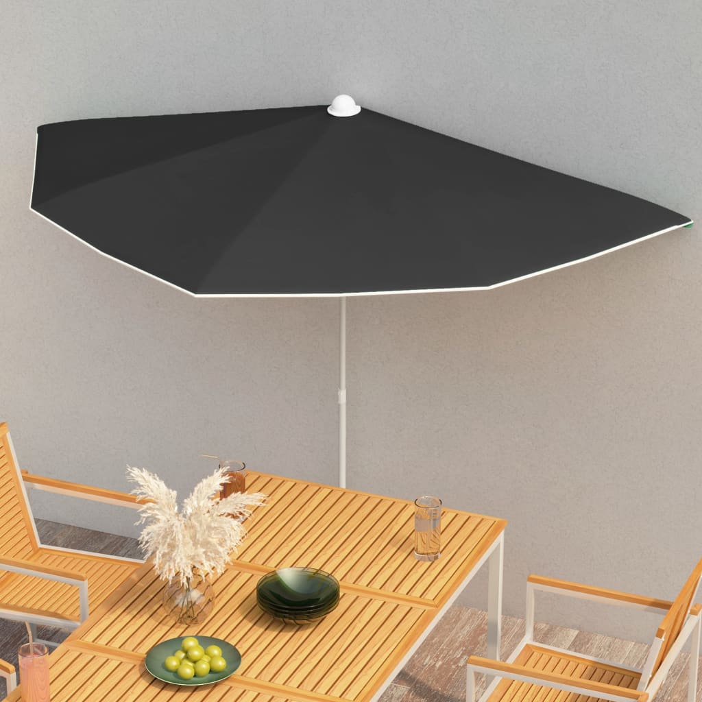 Halb-Sonnenschirm Mit Mast 180X90 Cm Rot