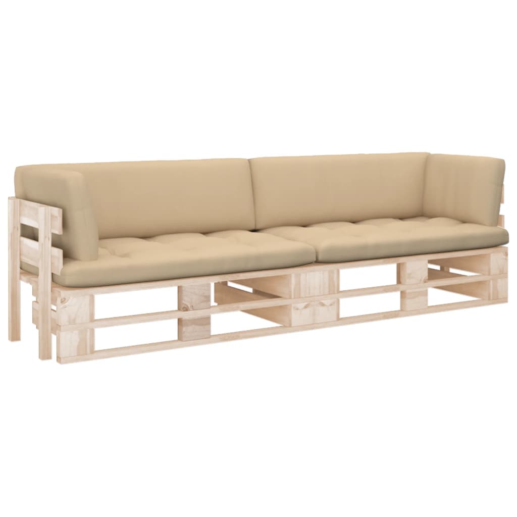 -Palettensofa Mit Kissen Imprägniertes Kiefernholz Beige