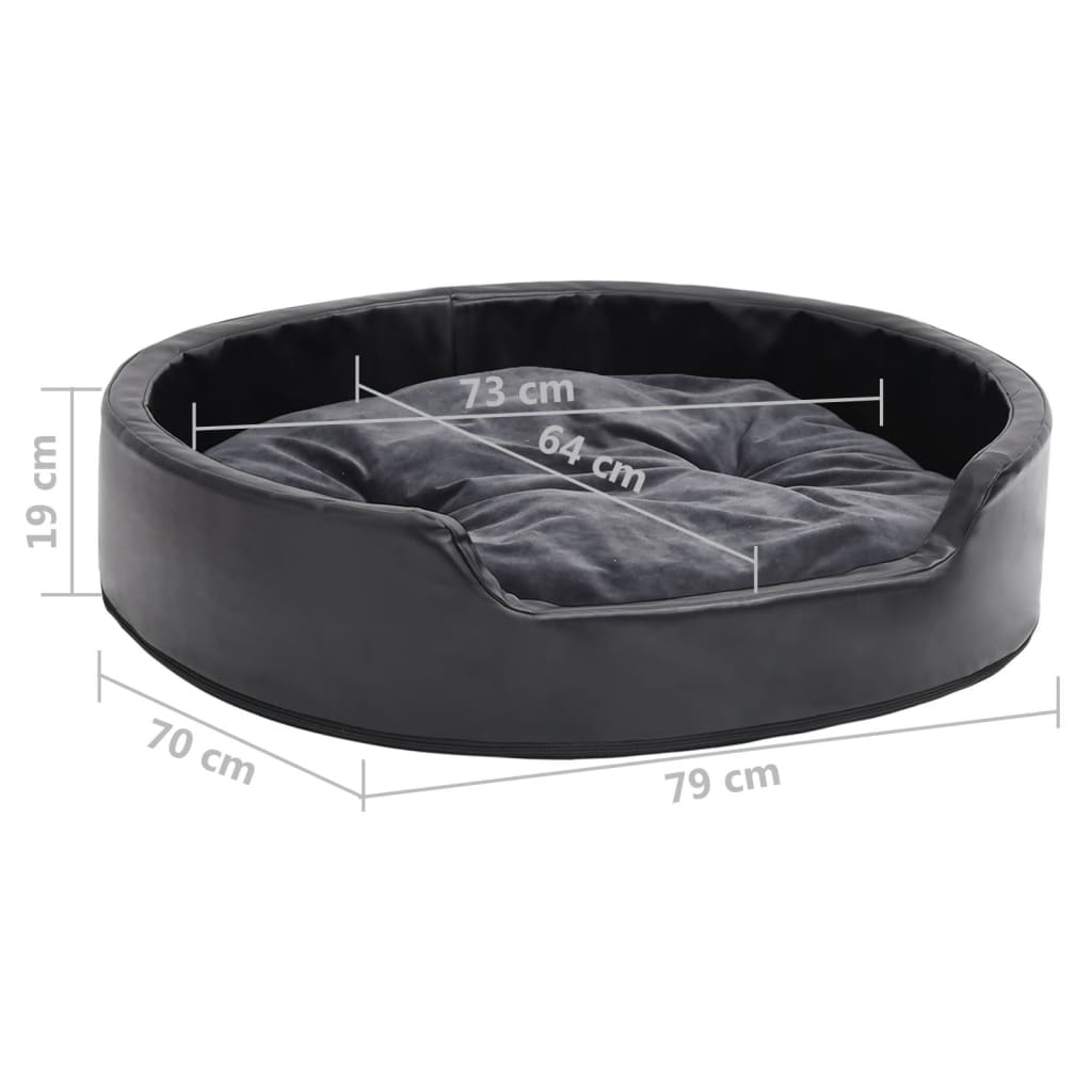 Hundebett Schwarz- 79X70X19 Cm Plüsch Und Kunstleder