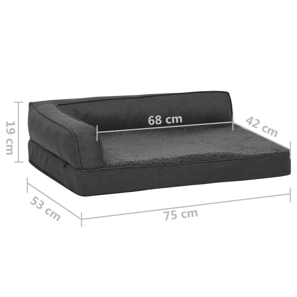 Hundematratze Ergonomisch 75X53Cm Leinenoptik Fleece