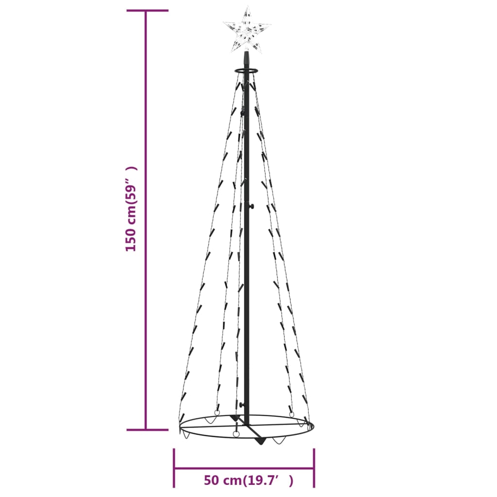Weihnachtsbaum Kegelform 84 Leds Deko 50X150 Cm Kaltweiß